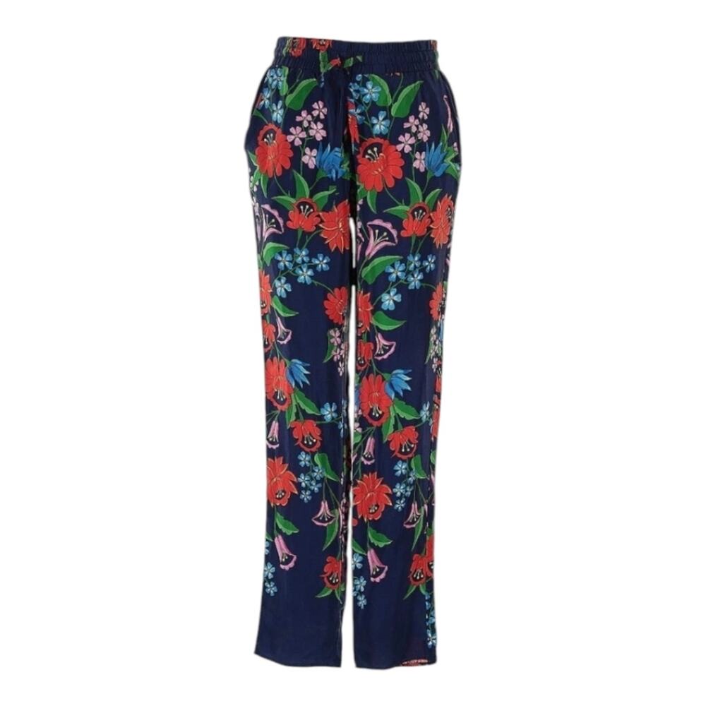 Amanda Uprichard 100% Silk Floral Print Women's Straight Leg Pants Size P Small